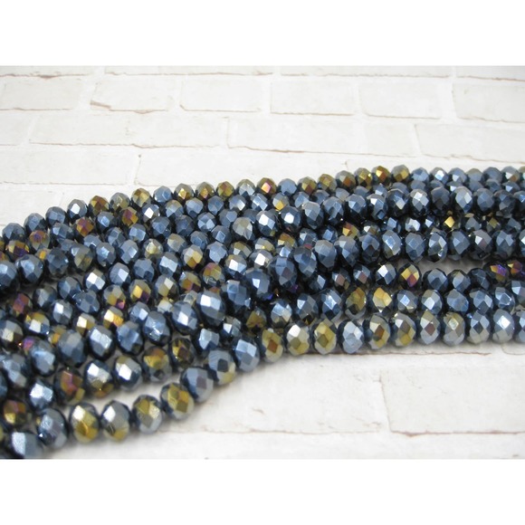 Hematite Crystal 8x6mm Rondelle Beads Full Strand Jewelry Making Supplies - Picture 3 of 3